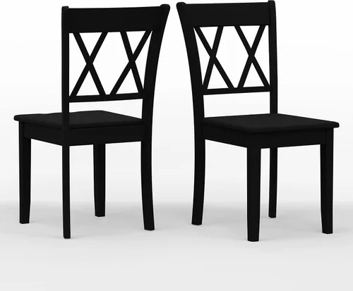 Miniatura 3 de Glenwillow Home Sillas de comedor de madera maciza con doble respaldo en X en negro (juego de 2)