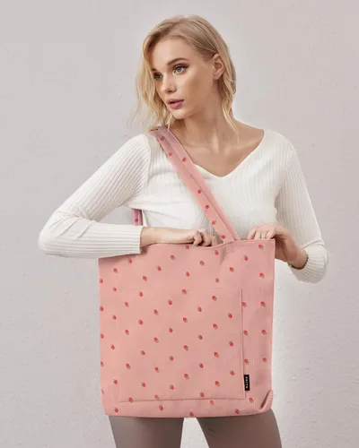 Miniatura 7 de Prite Bolsa de pana para mujer, bolsa de hombro grande con cremallera y bolsillos para la universidad, trabajo, viajes, compras