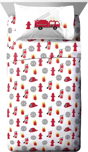 Miniatura 3 de Jay Franco Trend Collector Go Fire Truck Go - Juego de ropa de cama individual de 5 piezas, incluye edredón y juego de sábanas, ropa de cama