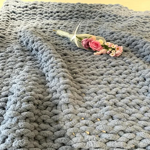Miniatura 6 de Manta de punto grueso de 40 x 40 pulgadas, manta de felpilla cálida tejida a mano con nudo de cuerda grande suave y gruesa para sofá, cama, sofá