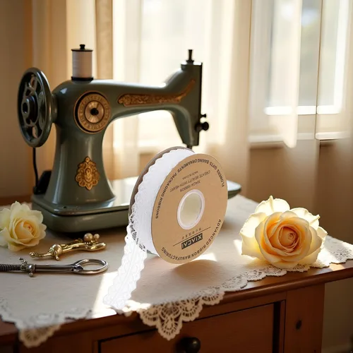 Miniatura 5 de Cinta de encaje blanco crema de 1.2 pulgadas de ancho x 50 yardas de tela de encaje con patrón vintage, perfecta para envolver regalos
