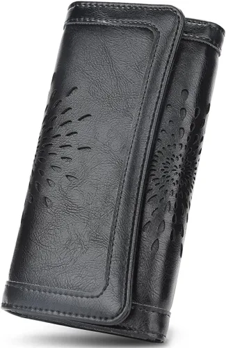 Miniatura 15 de Aphison - Cartera larga de cuero suave RFID para mujer, con caja de regalo