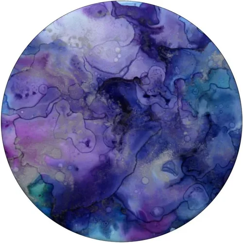 Miniatura 3 de Pintura de mármol de agua púrpura como arte con tonos azules – PopSockets agarre y soporte para teléfonos y tabletas, Negro