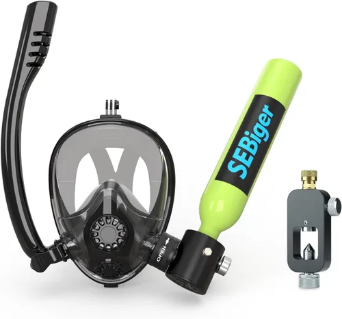 Miniatura 11 de Máscara de snorkel Mini tanque de buceo 0.5L hasta 6 minutos de respiración submarina dentro de 30 pies de profundidad de buceo pequeño tanque