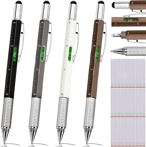 Miniatura 19 de Zhanmai 16 Piezas Bolígrafos Multiherramienta 6 en 1 Juego de Bolígrafos Multi-herramienta con Repuestos para Regalos de Cumpleaños de Hombres