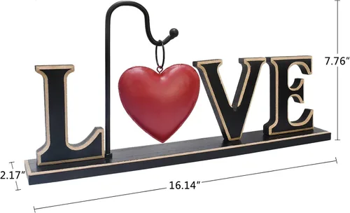 Miniatura 7 de Letrero de Amor de Madera Rústica Decoración de Mesa Independiente Bloque de Letras Recortadas Centro de Mesa Letrero Decorativo de Palabras Repisa