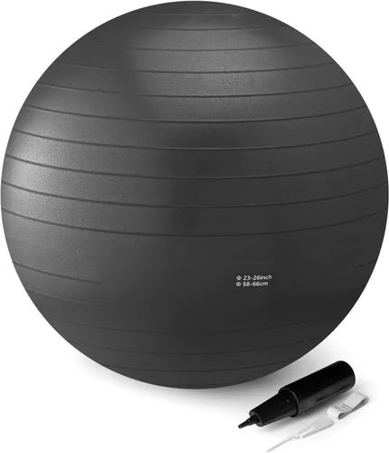 Amazon Basics - Pelota antiestallido para ejercicios con bomba, diámetro de 23-26" Negro