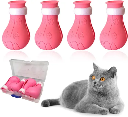 Miniatura 8 de Cubiertas de garras de gato, zapatos antiarañazos, protectores de patas de silicona ajustables para aseo y baño, evita arañazos (verde)