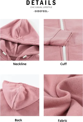 Miniatura 4 de Sidefeel Sudadera con capucha de manga larga con cremallera para niñas, abrigo casual con bolsillos 4Y-13Y