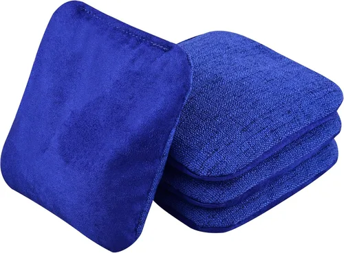 Miniatura 9 de Bolsas Profesionales de Cornhole de Doble Cara - 16 oz 6x6 con Relleno de Resina Premium - Bolsas de Frijoles Pro de Torneo Oficial Rojo/real