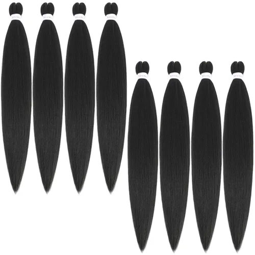Miniatura 10 de Alrence Cabello estirado para hacer trenzas, trenza larga de 30 pulgadas, 8 paquetes, extensiones profesionales de trenzado de cabello sintético, 1b#