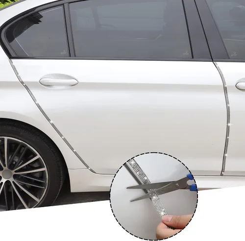 Miniatura 3 de TOMALL Bling Protector de Puerta de Coche Parachoques Anticolisión Tira Adhesiva de Cristal Antiarañazos Cristales Protector de Parachoques