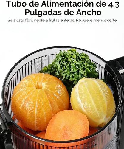 Miniatura 2 de FORLIM Exprimidor de prensa en frío de alto rendimiento, fácil de limpiar, potentes exprimidores con canal de alimentación grande para verduras