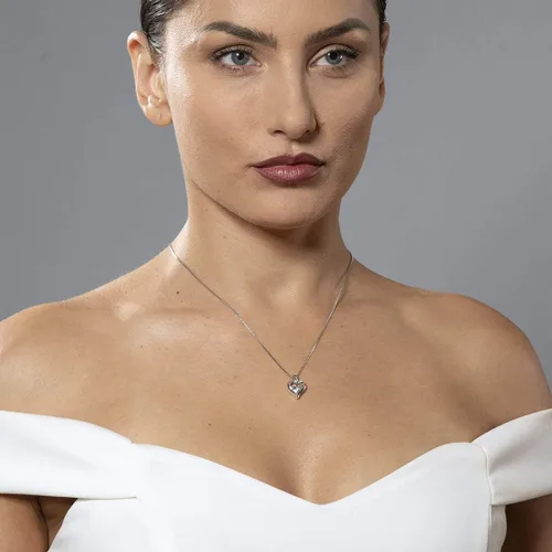 Miniatura 2 de PEORA Sterling Silver Heart in Heart Solitaire Pendant Necklace for Women in Various Gemstones, Heart Shape 6mm, with 18 inch Italian Chain
