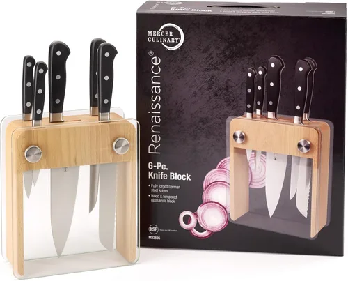 Miniatura 4 de Mercer Culinary - M23505 Juego de Cuchillos Forjados Renaissance con Bloque, 6 Piezas, Bloque de Madera con Vidrio Templado