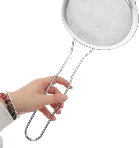 Miniatura 3 de GLEAVI Colador de leche de soja de malla fina tamiz de cocina para filtro de aceite de sopa, diseño de mano para uso en restaurantes caseros