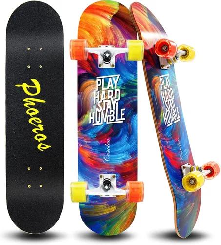 Miniatura 8 de PHOEROS Complete Skateboards- Standard Skateboards for Beginners Kids Boys Girls Teenager- 31''x 10''Canadian Maple Cruiser Pro Skate Board
