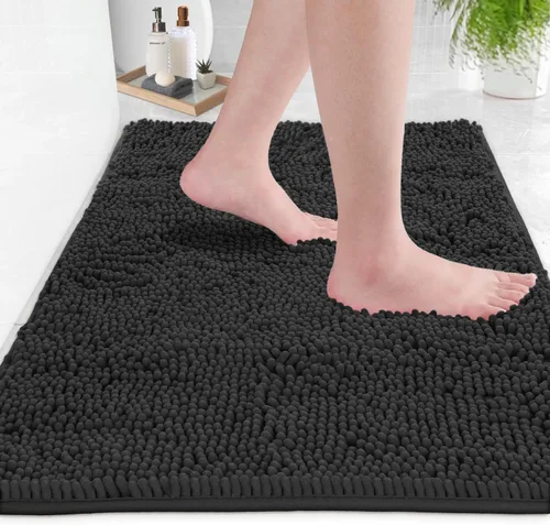 Miniatura 55 de LuxUrux Tapete de microfibra afelpada, de felpilla extrasuave, pelo largo de 1 pulgada, muy absorbente, para baño o ducha, lavar y secar a máquina
