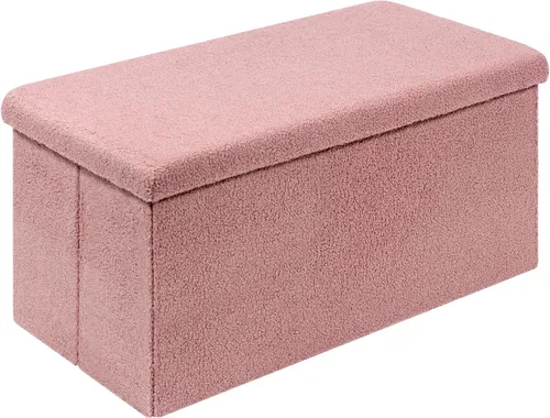 Miniatura 29 de PINPLUS Otomanas otomanas de almacenamiento con forma cuadrada con reposapiés de almacenamiento para sala de estar, asiento otomano Boucle para Negro