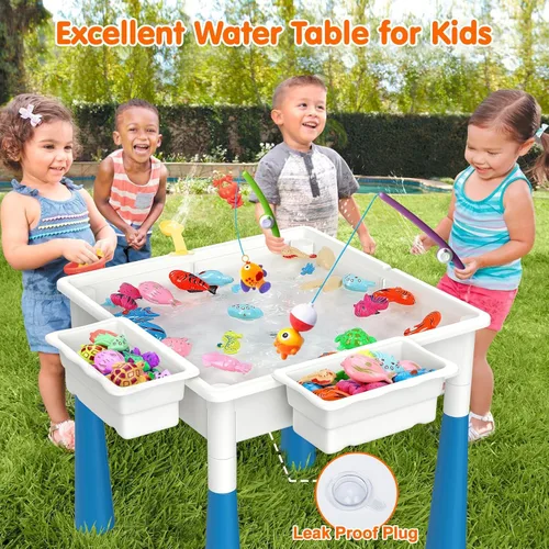 Miniatura 3 de arscniek Mesa de Actividades para Niños Pequeños 7 en 1, Mesas de Actividades para Niños y 4 Sillas con 152 Piezas de Bloques de Construcción