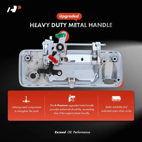 Miniatura 3 de A-Premium - Manija de portón trasero de metal mejorada - Compatible con Toyota Tacoma 2016-2023, Tundra 2014-2021 - Manija cromada con orificio