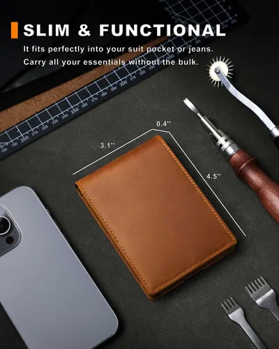Miniatura 41 de Billetera AirTag para hombre, de piel auténtica plegable con bloqueo Rfid AirTag con ranuras para efectivo y ventana de identificación, compatible