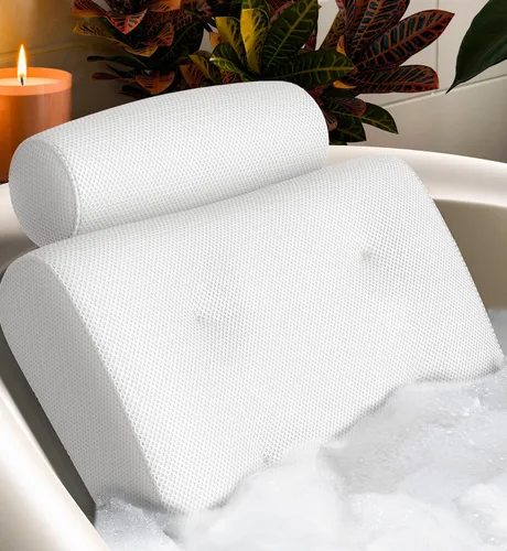 Miniatura 13 de Everlasting Comfort Almohadas de baño de lujo para bañera con soporte para la cabeza y el cuello, almohada antideslizante para bañera con ventosas