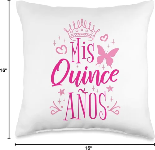 Miniatura 4 de 15 Birthday Quinceanera Gifts Sweet 15 Mexican Birthday Party Quinceanera Mis Quince Años - Almohada de 16 x 16 pulgadas, multicolor