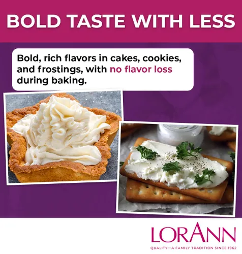 Miniatura 6 de LorAnn Oils. Emulsión de queso crema para panadería: Esencia verdadera, ideal para realzar tonos frutales en pasteles, galletas y postres, sin