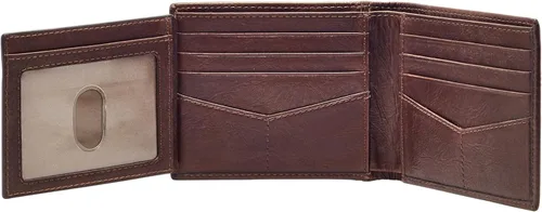 Miniatura 8 de Fossil Billetera plegable de cuero para hombre con ventana de identificación abatible para hombres