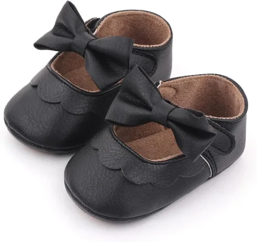 Miniatura 4 de Infant Baby Girls Mary Jane Shoes Non-Slip Rubber Sole Ballet Slippers Princess Dress Wedding Shoes Newborn Crib Shoes
