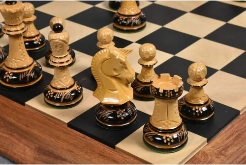 Miniatura 9 de Juego de ajedrez Dubrovnik de los años 70, solo piezas de ajedrez, madera de ébano con doble peso, tamaño King de 3.8 pulgadas