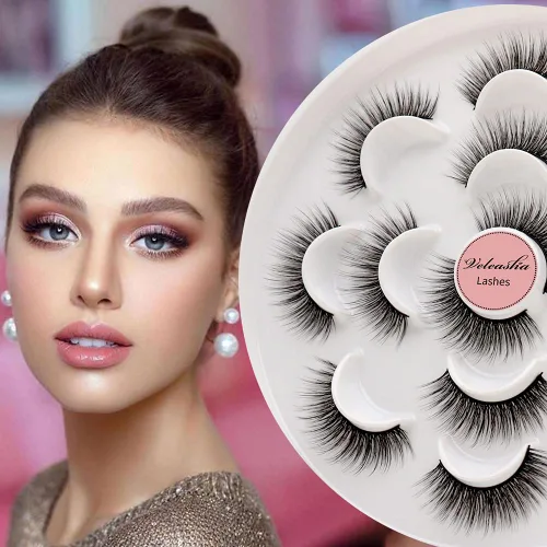 Miniatura 13 de Veleasha Pestañas postizas de manga puntiagudas, 100% hechas a mano, aspecto natural, pestañas postizas ligeras con banda transparente suave