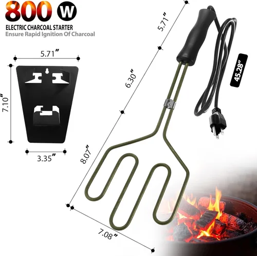 Miniatura 2 de Arrancador de carbón eléctrico de 800 W, encendedor superior para barbacoa, parrilla, chimenea, ahumador, fogatas, carbón, fácil y rápido, bobinas