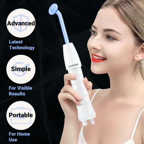 Miniatura 3 de UUPAS - Varita facial de alta frecuencia, portátil de mano 4 en 1, máquina facial azul de alta frecuencia con 4 tubos azules diferentes para uso