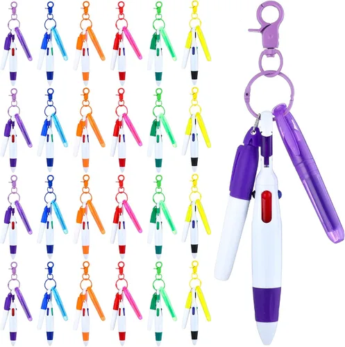 Sherr 25 juegos de bolígrafos retráctiles para enfermeras con mini resaltador, marcador permanente, llavero, clip para porta credenciales,