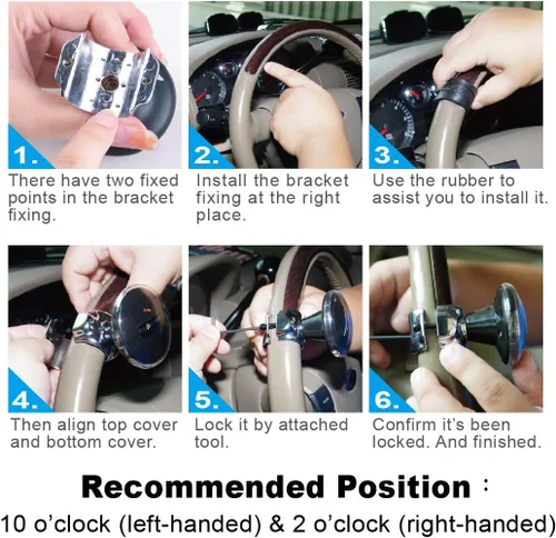 Miniatura 6 de Hypersonic Pomo de volante automático, giratorio de volante, mango flexible y duradero con rodamiento para automóviles, camiones, tractores