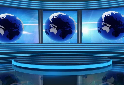 Leowefowa Telón de fondo de televisión de estudio de 5 x 3 pies para fotografía de noticias globales, pantalla de informes, conferencias, fondo de
