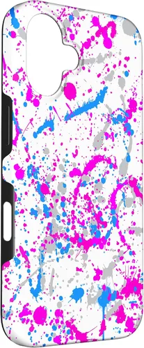 Miniatura 3 de iPhone 16 Rosa + Azul + Gris Blanco Patrón de salpicaduras de pintura