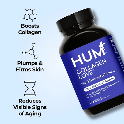 Miniatura 3 de HUM Suplemento de colágeno Love Skin - Péptidos de colágeno con ácido hialurónico y vitamina C para apoyar la piel firme y ayudar a minimizar