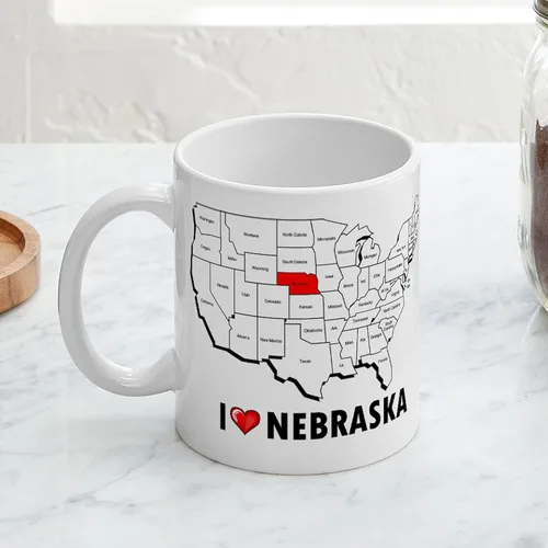 Miniatura 4 de CafePress I Love Nebraska Taza de café de cerámica de 11 oz (11.0 fl oz)