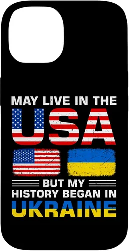 Miniatura 4 de Funda para iPhone 13 Pro Max con la bandera de Ucrania y la bandera de Estados Unidos con raíces ucranianas