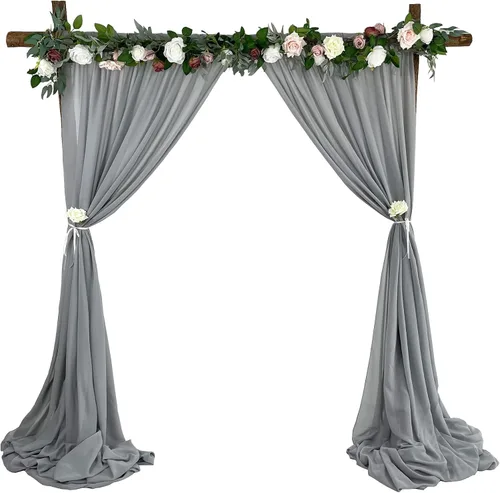 Cortinas de fondo de gasa transparente de 10 x 10 pies (5 pies x 2 paneles), cortinas de tela de gasa para bodas, cortina larga transparente para