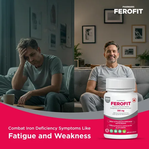 Miniatura 5 de Pharmaris Ferofit - Fumarato ferroso de 300 mg (100 mg de hierro elemental), previene la anemia debido a la deficiencia, suplemento de hierro