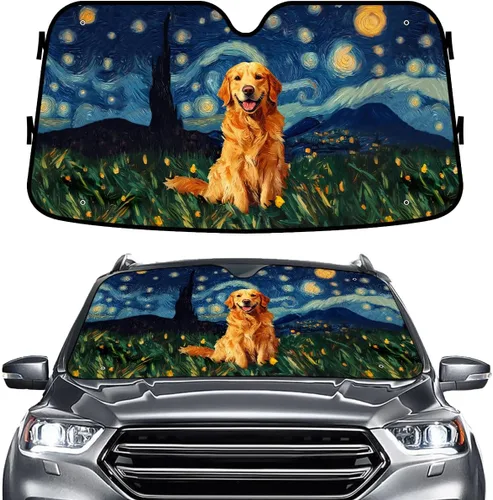 Miniatura 49 de GENANY Parasol divertido para parabrisas de la familia de perros de pastor alemán para automóvil, SUV, camión (55 x 30 pulgadas), parasol