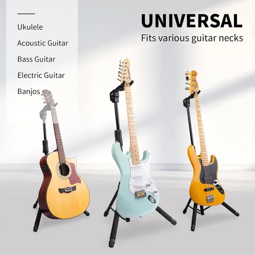 Miniatura 6 de GUITTO Soporte para guitarra - Bloqueo automático resistente, ajustable y plegable para acústica/eléctrica/bajo (capacidad de 15 kg), base
