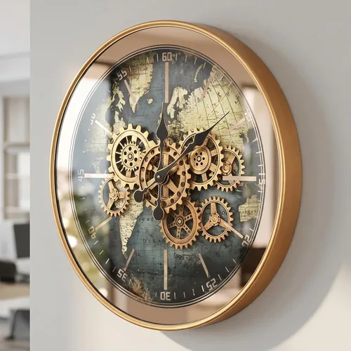 October Elf Large Real Moving Gears Wall Clock 23 Inch Vintage Industrial Steampunk Large Big Metal Wall Clock for Living Room Decor (23 Inch Green