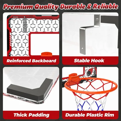 Miniatura 4 de Aro de Baloncesto Mini EagleStone para Puerta y Pared, Llanta Plegable con 3 Bolas y Bomba, Juego de Juguete de Baloncesto para Interiores