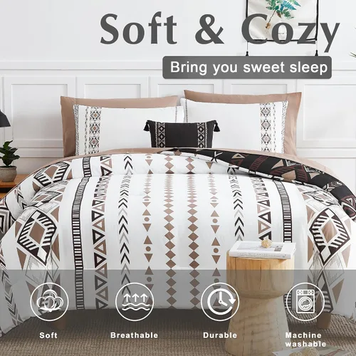 Miniatura 3 de Geniospin Juego de edredón tamaño matrimonial de 7 piezas - Juego de ropa de cama en una bolsa, cómodos juegos de ropa de cama occidentales