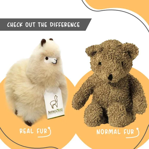 Miniatura 7 de Alpaca Animal de Peluche – 9 pulgadas. Linda Alpaca de Peluche Suave y Abrazable, Juguete de Alpaca de Peluche Hecho a Mano con Pelo Natural de Beige